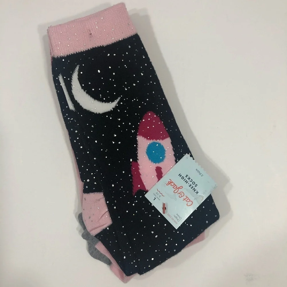 NEW Girl’s Retro Knee Socks “Outerspace” M/L